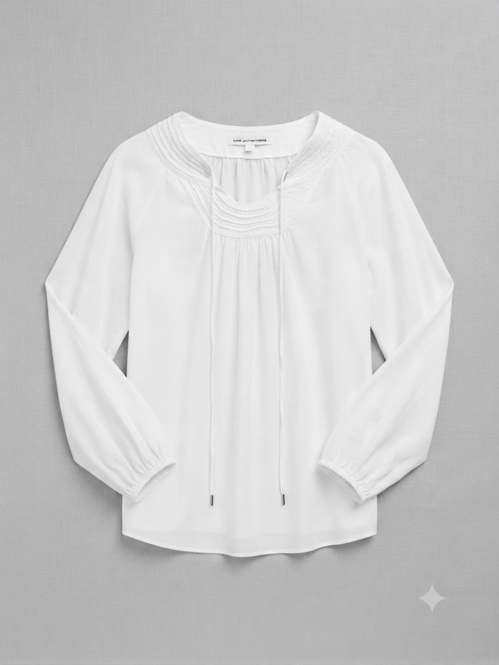Diane Von Furstenberg White Pintuck Peasant Blouse